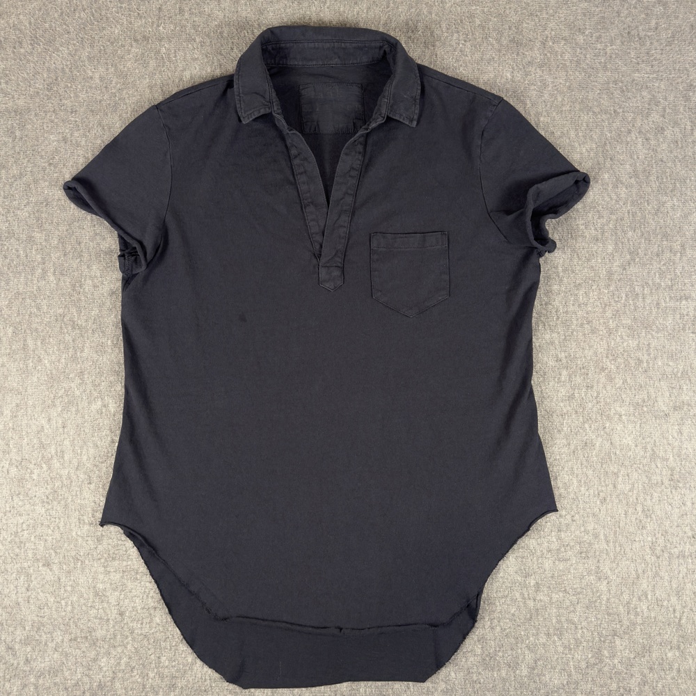 Frank & Eileen Tee Lab Polo Shirt Womens Medium Black Cotton Short Sleeve USA